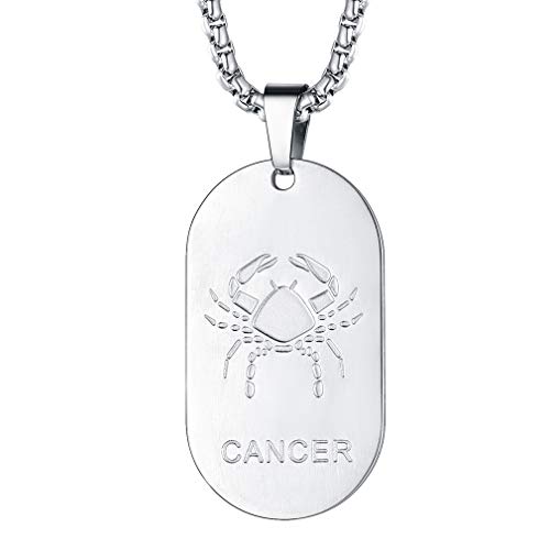 FaithHeart Dog Tag anhänger sternzeichen Krebs kette Edelstahl ketteanhänger Sternbild Krebs mit 55cm+5cm Venezianierkette von FaithHeart