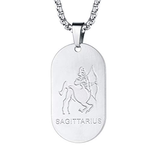 FaithHeart Edelstahl 12 Sternzeichen-Serie der Schütze- Dog Tag Halskette mit Geschenkebox von FaithHeart