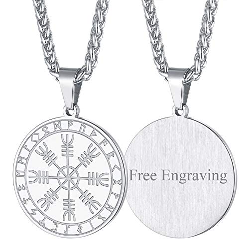 FaithHeart Edelstahl Aegishjalmur Helm of awe personalisierter Viking Amulett für Herren und Damen von FaithHeart