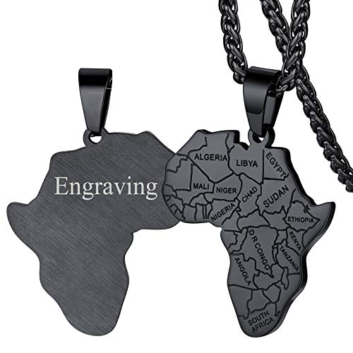 FaithHeart Herren Männer Afrika Landkarte Halskette Hip pop Kettenanhänger Afrikanische Landkarte Kette für Männer Herren von FaithHeart