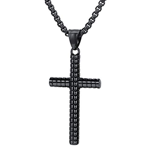 FaithHeart Schwarz Halskette Anhänger Damen Kreuz Anhänger Ketten Talisman Schmuck schwarz für Allerheiligen Erntedankfest Weihnachtstag … von FaithHeart