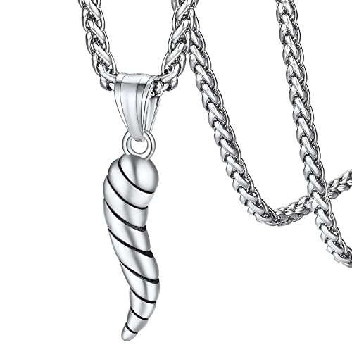 FaithHeart Edelstahl Italienische Horn Kette für Damen Herren Charm Gedrehte Cornicello Halskette Glücksbringer Anhänger für Geburtstag Weihnachten Valentinstag von FaithHeart