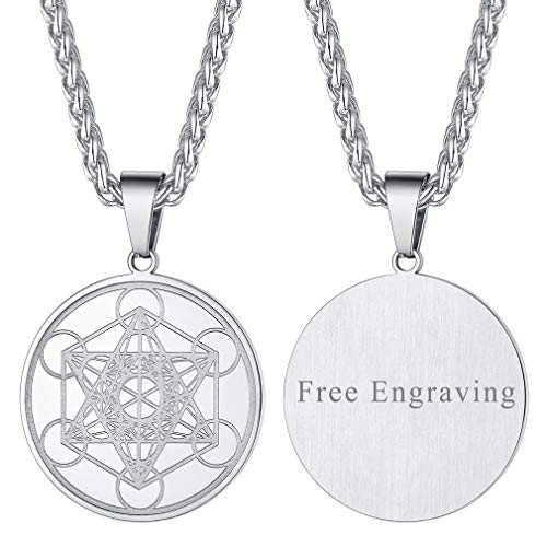 FaithHeart Edelstahl Metatrons Würfel Anhänger mit Wunsch Gravur Herren Damen Metatrons Würfel Kette von FaithHeart