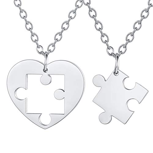 FaithHeart Edelstahl Puzzle Anhänger Freundschafts Partner Kette mit Geschenkebox für Damen mädchen von FaithHeart