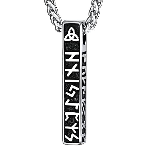 FaithHeart Edelstahl Rune Halskette für Herren Damen Nordischer Rune Anhänger Wikinger Schmuck für Geburtstag Valentinstag von FaithHeart