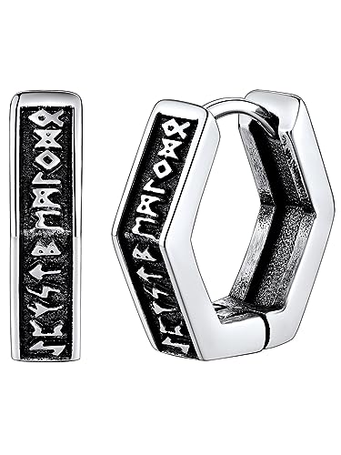 FaithHeart Edelstahl Rune Ohrstecker für Herren Jungen Punk Gotik Viking Rune Ohrstecker Wikinger Stil Ohrschmuck Rune Ohrschmuck von FaithHeart