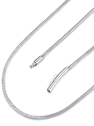 FaithHeart Edelstahl Schlangenkette 2mm 60cm lang Halskette Herren Halskette Silber Snake Chain für Weihnachten Model von FaithHeart