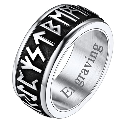 FaithHeart Edelstahl Spinnerring drehbarer Fingerring Viking Rune Ring Herren Männer Ring mit Rune Symbol für Weihnachten Valentinstag von FaithHeart