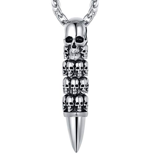 FaithHeart Edelstahl Totenkopf Anhänger herren Retro Stil Patrone Kette mit Skull Anhänger für herren und Männer von FaithHeart