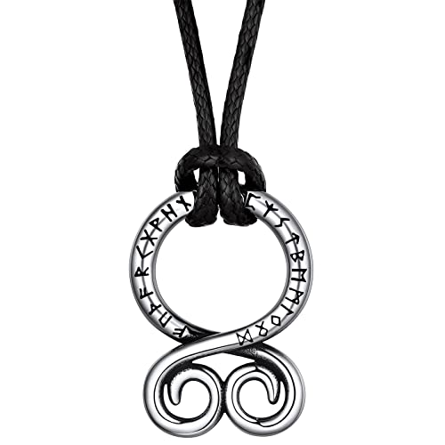 FaithHeart Edelstahl Rune Halskette für Herren Damen Nordischer Rune Anhänger Wikinger Schmuck für Geburtstag Valentinstag von FaithHeart