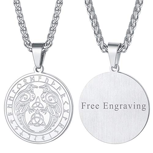 FaithHeart Edelstahl Viking Krähe Anhänger Silber personalisierte Krähe Kette mit Geschenkebox für Damen und Herren von FaithHeart