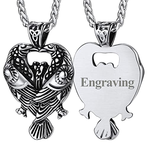 FaithHeart Edelstahl Viking Stil Raven Anhänger für Herren Männer Nordischer Wikinger doppelt Raven Halskette mit Gravur für Weihnachten Geburtstag von FaithHeart