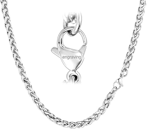 FaithHeart Edelstahl Weizenkette für Damen und Herren, 3MM Breit 45cm Lang Weizenkette Halskette mit Gravur für Freunden Ehemann Papa von FaithHeart