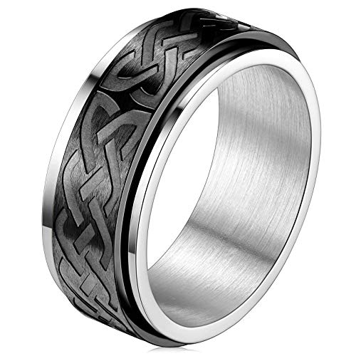 FaithHeart Edelstahl damen Herren Spinnerring Keltischer Knot Meditationsring drehbarer Fingerring Paarring Ehering mit Geschenkebox für Ehepaar von FaithHeart