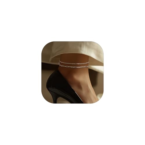 FaithHeart Fußkettchen für Damen Fußkette Fussketten Kette Set Wasserfest Layering-Kette 2MM&3MM breit Gliederkette Ankerkette Rolokette Armband Fußschmuck von FaithHeart