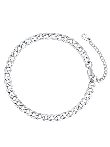 FaithHeart Fußkette für Damen, Sommer Massive Fusskettchen,Silber Fußkette 6mm 22cm lang, Sommer Schmuck mit Geschenk für Freundin Ehefrau von FaithHeart