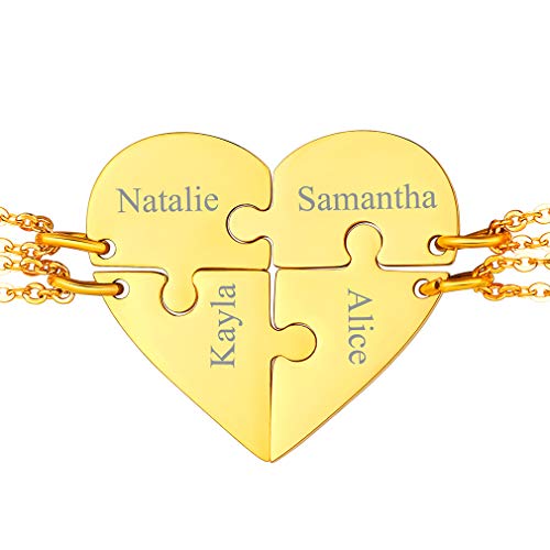 FaithHeart Gold Puzzle herzkette Freundschaftskette für 4 gelb BFF Kette für Kinder und jugendlichen von FaithHeart