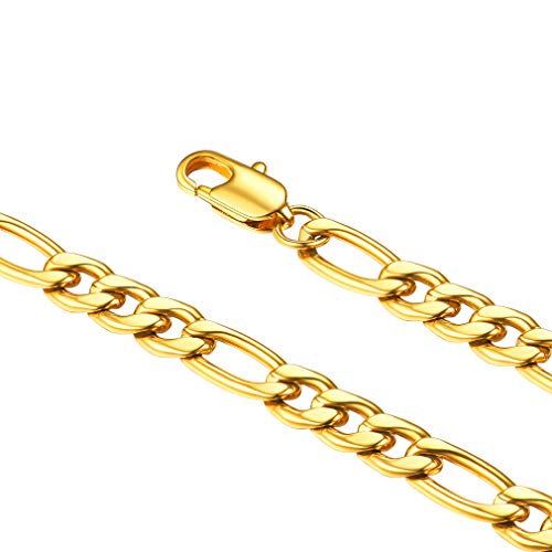 FaithHeart Goldene Figarokette für Damen und Herren, 5MM Breit 45cm Lang Figarokette Halskette, Massive goldkette mit Geschenkebox für Freunden Ehemann Papa von FaithHeart