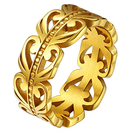 FaithHeart goldener Bandring für Damen Mädchen Trinity Knot Fingerring 8mm breit Ewigkeitring Verlorbungsring für Weihnachten Valentinstag von FaithHeart