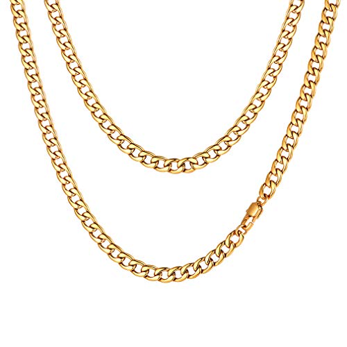 FaithHeart Halskette für Herren Jungen, 5MM Breit 75cm Lang Panzerkette Halskette, Punk goldkette Freundschaftskette Partnerkette, Hip pop Kette mit Geschenkebox für Geburtstag von FaithHeart