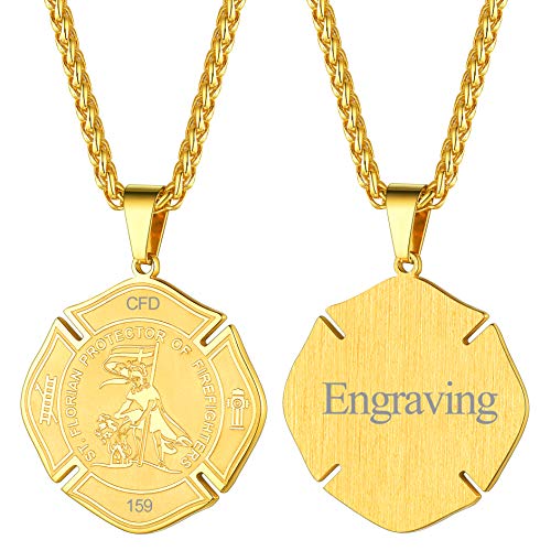 FaithHeart Herren Anhänger Gold Saint Florian Anhänger Tailsman Amulett Anhänger Schutzpatron Florian Kette für Mann Herren von FaithHeart