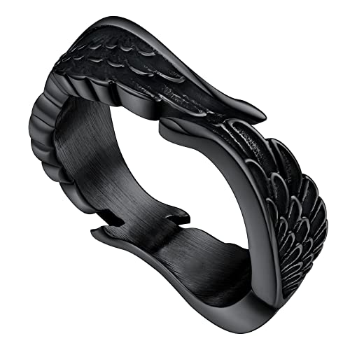 FaithHeart Herren Damen Federring in Größe 65 Vintag Flügelring Retro Fingerring mit Geschenkebox für Ehemann Freunden Model von FaithHeart