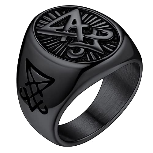 FaithHeart Herren Damen Siegelring Satan Lucifer Ring Retro Fingerring Siegel von Luzifer Ring mit Geschenkebox für Valentinstag Geburtstag von FaithHeart