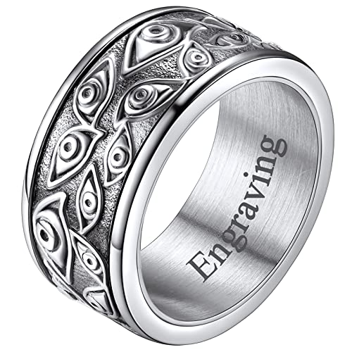 FaithHeart Herren Damen Spinnerring Vorsehung Auge drehbarer Fingerrin Meditations Fingerring Drehbarer Fingerring mit Namen Text Gravur für Damen Herren von FaithHeart