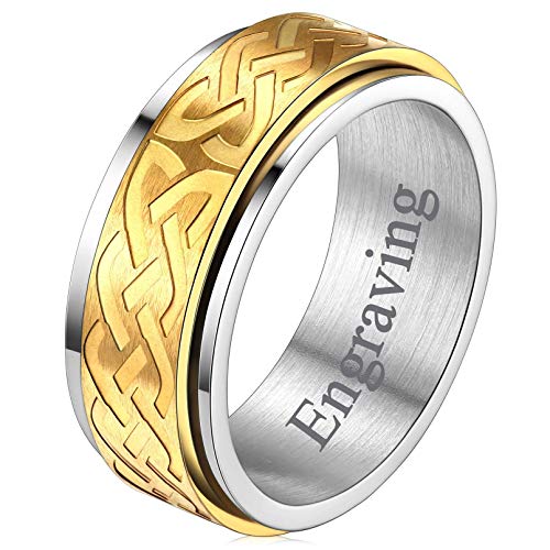 FaithHeart Herren Damen Spinnerring Keltischer Knot drehbarer Fingerrin Meditations Fingerring Personalisierter Fingerring mit Geschenkebox für Damen Herren von FaithHeart