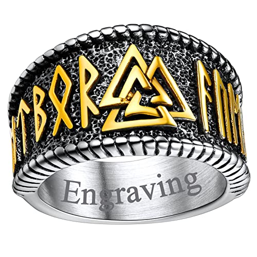 FaithHeart Herren Jungen Viking Rune Fingerring in Ringgröße 62 Personalisierter Valknut Fingerring mit Rune Symbol Biker Bandring Partnerring von FaithHeart