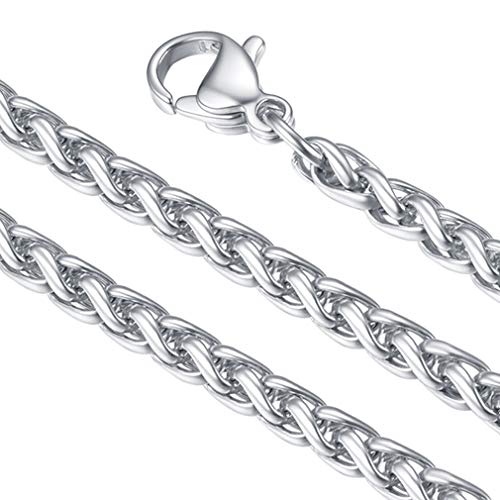 FaithHeart herren Kette, Edelstahl Weizenkette Halskette für Damen und Herren, Punk 3MM Breit 50cm Lang Kette für Vater/Freunden/Sohn von FaithHeart