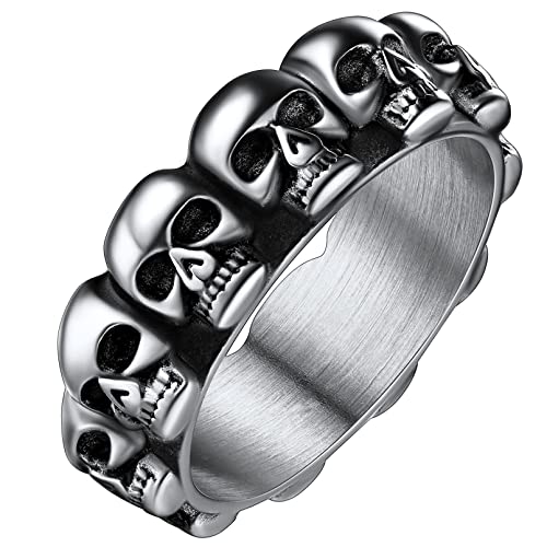 FaithHeart Herren Männer Fingerring Retro Stil Totenkopf Ring Punk Gotik Schädel Fingerring mit Geschenkebox für Vatertag Valentinstag von FaithHeart