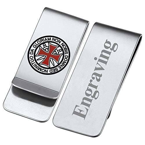 FaithHeart Herren Männer Geldscheinklammer Tempelritter Kreuz Geldclip Edelstahl Money Clip mit Gravur für Vatertag von FaithHeart