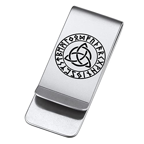 FaithHeart Herren Männer Geldscheinklammer Wikinger Valknut Geldclip mit Rune Symbol Nordischer Wikinger Symbol Money Clip mit Geschenkebox für Vatertag von FaithHeart