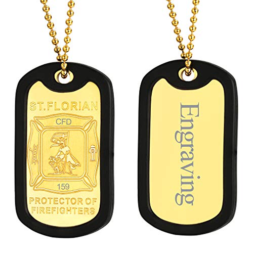 FaithHeart Herren silikon Anhänger Gold Saint Florian Anhänger Tailsman Amulett Anhänger Schutzpatron Florian Kette mit Gravur für Mann Herren von FaithHeart