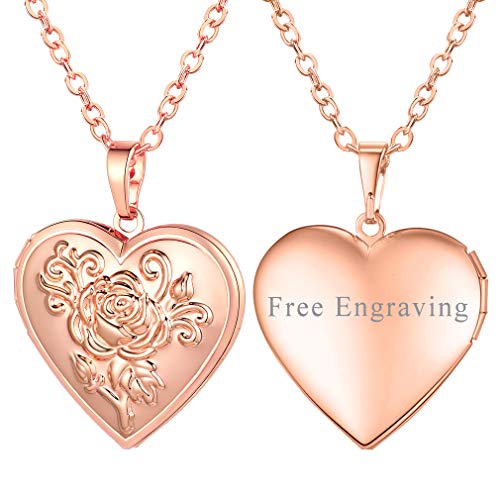 FaithHeart Herz Anhänger für Damen Rosegold Medaillons Damen schmuck mit Geschenkbox für Verlobung/Hochzeit/Jubiläum/Muttertag von FaithHeart