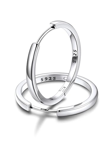 FaithHeart Huggie Creolen Ohrringe Silber 925 für Damen Hoop Ohrstecker 20MM Silberohrringe Herren Helix Piercing Ohrringe Groß Klappcreolen Ohrpiercing Silberschmuck von FaithHeart