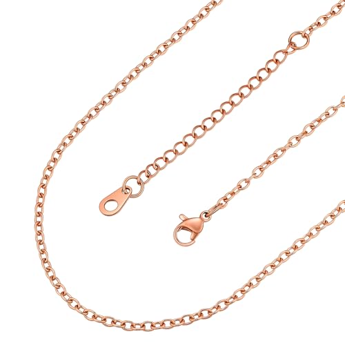 FaithHeart Kette Ohne Anhänger, Rosegold Ankerkette Gliederkette für Damen Frauen, 2mm Breit Rolokette Halskette mit Geschenkebox für Freundin Ehefrau von FaithHeart