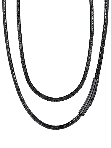 FaithHeart Ketten für Damen, 3mm Kunstleder Kette mit Schwarz Verschluss, wasserdichte Lederhalsband 40cm lang, Freundin Tochter Schwester von FaithHeart