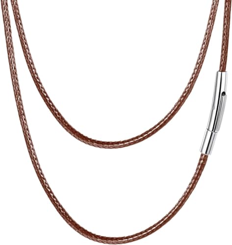 FaithHeart 3mm breit 70cm lang braune Lederkette Halskettefür Kinder und Eltern Kette für Anhänger von FaithHeart