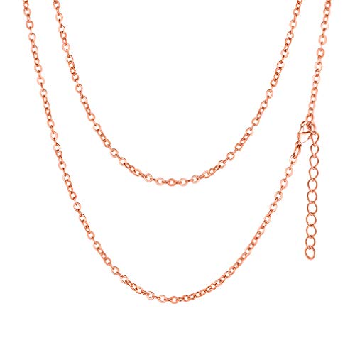 FaithHeart Rosegold Erbskette für Damen Frauen, 2mm Breit Rolokette Gliederkette, Halskette Ohne Anhänger für Geburtstag Valentinstag Muttertag von FaithHeart