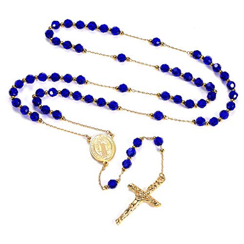 FaithHeart Rosenkranz Kette mit Kruzifix Damen Herren Rosenkranz Halskette Jungfrua Maria Rosary Necklace von FaithHeart