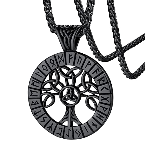 FaithHeart Lebensbaum Kette für Herren Damen Wikinger Keltischer Knot Anhänger mit Rune Symbol für Muttertag Geburtstag von FaithHeart