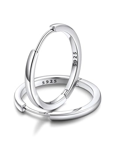 FaithHeart Ohrringe Silber 925 Groß Creolen Huggies 18MM Ohrstecker für Damen Mädchen Helix Piercing Klappcreolen Silberohrringe Ohrpiercing Kreolen Schmuck von FaithHeart