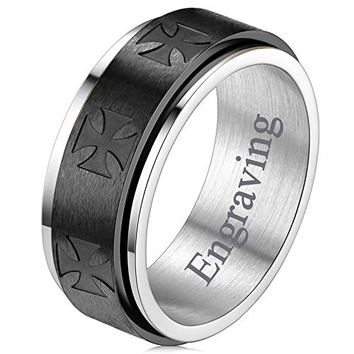 FaithHeart Personalisierter Tempelritter Spinnerring Damenring Herring Meditationsring Drehring mit Geschenkebox Ehering Partnerring für Vatertag Geburtstag von FaithHeart