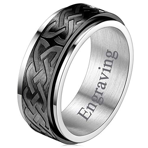 FaithHeart Personalisierter damen Herren Spinnerring Keltischer Knot Meditationsring drehbarer Fingerring Paarring Ehering mit Geschenkebox für Ehepaar von FaithHeart