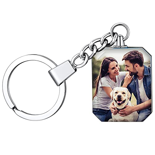 FaithHeart Quadrat Schlüsselanhänger Foto beidseitig mit Gravur Personalisierter Quadrat Schlüsselanhänger mit Bild Gravur für Geburtstag Weihnachten Valentinstag von FaithHeart