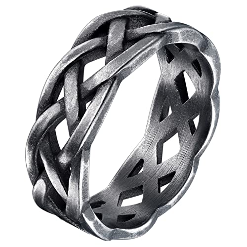 FaithHeart Retro Grau Ring für Damen Mädchen 7mm breit Bandring Keltischer Knot Fingerring Irischer Celtic Knot Ring von FaithHeart