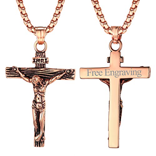 FaithHeart Rosegold Kreuz Halskette aus Edelstahl Halskette mit Anhänger Kreuz für Mama und Papa von FaithHeart