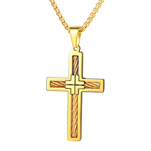 FaithHeart Kreuzanhänger Halskette für Herren Damen Frauen goldener Kreuz Anhänger Halskette Geschenke für Neujahr von FaithHeart